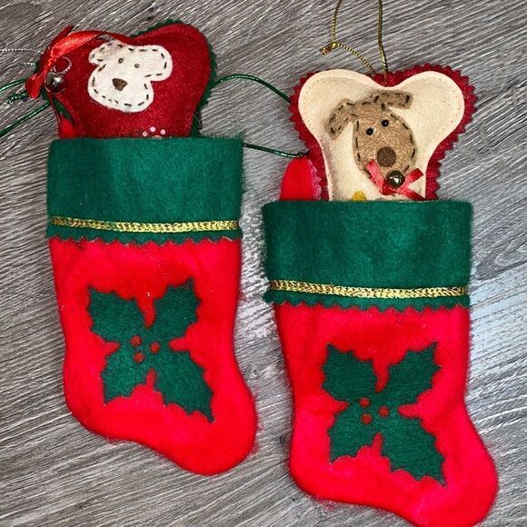 Felt Dog Bone Christmas Stockings - Picture 1 of 7